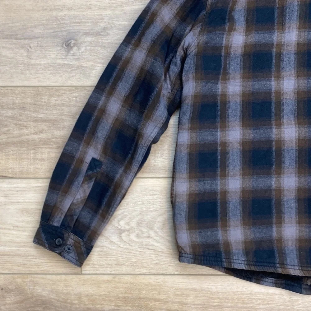 Boston‎ Traders Sherpa Plaid Flannel Shacket Shirt Jacket Grunge Casual Lined
